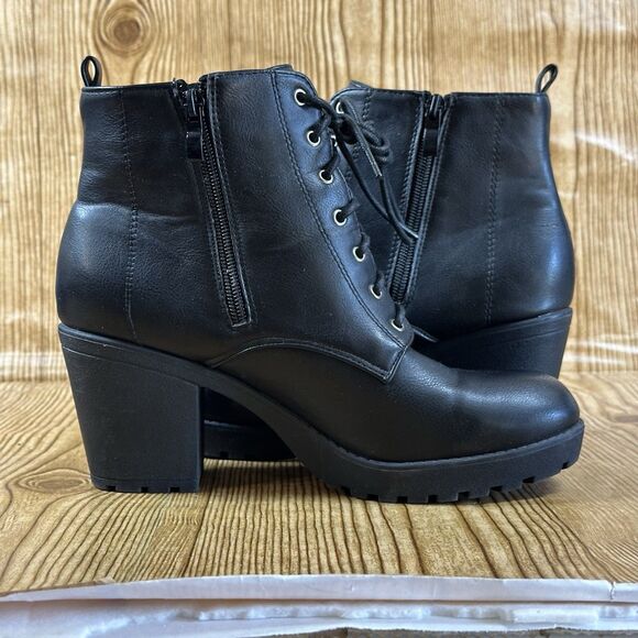 Top Moda Chunky Platform Combat Boots Black Size 9 Lug Sole Lace Up Goth Y2K - Picture 8 of 9